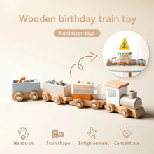 Load image into Gallery viewer, Wooden Train Birthday Toy Montessori Baby Learning