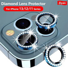 Load image into Gallery viewer, Diamond Camera Case For iPhone 14 13 Pro Max 12 Pro Max Camera Lens Protector Cover For iPhone11 Pro 12Pro Tempered Glass HD Clear Tempered Glass Camera Protector