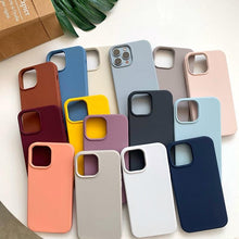 Load image into Gallery viewer, Silicone Soft Thick Protective Rubber Phone Basic Case For iPhone 14 13 Pro Max Case Luxury Silicone Phone Case for iPhone Solid Color Classic Camera Protection Case