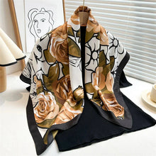 Load image into Gallery viewer, 90x90cm Square Silk-Feel Scarf – Luxury Women’s Shawl & Head Wrap