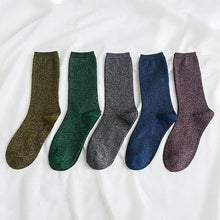 Load image into Gallery viewer, Fashion Women's Socks Golden Silver Silk Socks Spring Autumn Harajuku Retro Shiny Filigree Socks Women Breathable Glitter Socks