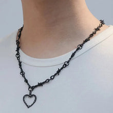 Load image into Gallery viewer, Heart Design Red Stone Hand Bone Shape Chain Women Men Necklace Ins Design Heart Style Charm Korean Chain Men Women Necklace