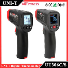 Load image into Gallery viewer, UNI-T UT306S UT306C Digital Thermometer Non Contact Household Industrial Infrared Laser Temperature Tester Meter Gun -50℃-500℃