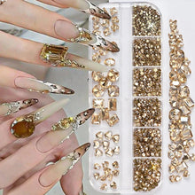 Load image into Gallery viewer, 180pcs AB Flatback Glass Nail Rhinestones - Multi-Shape Gems for DIY Nail Art