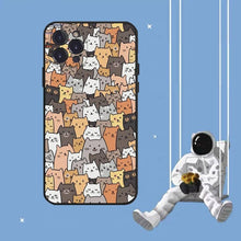 Load image into Gallery viewer, Cat Cute Art Phone Case For Iphone 8 7 6 6s Plus X Se 2020 Xr Xs 14 11 12 13 Mini Pro Max Mobile Case Transparent Soft Protective Clear Case Compatible For Iphone