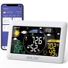 Load image into Gallery viewer, BALDR WiFi Weather Station Wireless Indoor Outdoor Thermometer Wall Alarm Clock Pressure App Online Real-time Forecast Monitor