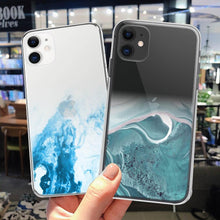 Load image into Gallery viewer, Luxury Marble Transparent Phone Case For iPhone 11 12 Pro XS Max X XR 7 8 Plus Soft Silicone Shockproof Cover Green Marble Design Gold Sparkly Glitter Protective Stylish Slim Thin Cute Case for Phone