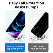 Load image into Gallery viewer, 2Pcs Anti Blue Ray 9H Tempered Glass for iPhone X XS MAX XR 11 12 13 mini 14 Pro Max 6 6S 7 8 Plus SE 2020 Screen Protector Film Anti Blue Light Tempered Glass Screen Protector for iPhone