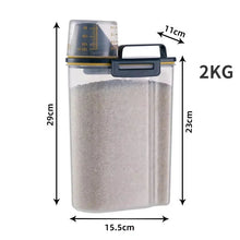 Load image into Gallery viewer, Airtight Pet Food Storage Container with Measuring Cup – 1.5kg/2kg Plastic Dog & Cat Food Pail, Moisture-Proof Sealed Jar