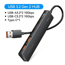 Load image into Gallery viewer, Vention Usb Hub 4 Port ABS Hub USB 3.2 10Gbps for Laptop Multi Splitter Adapter For Xiaomi Macbook PC Computer Accessories