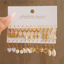 Load image into Gallery viewer, Gold Butterfly & Heart Dangle Earrings Set – Acrylic Drop Jewelry for Women