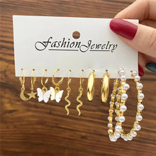 Load image into Gallery viewer, Gold Butterfly & Heart Dangle Earrings Set – Acrylic Drop Jewelry for Women
