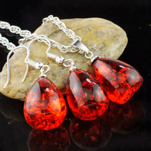 Load image into Gallery viewer, Women's Fashion Imitation Tear Drop Baltic Pendant Necklace Earring Wedding Jewelry Set L40701