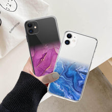 Load image into Gallery viewer, Luxury Marble Transparent Phone Case For iPhone 11 12 Pro XS Max X XR 7 8 Plus Soft Silicone Shockproof Cover Green Marble Design Gold Sparkly Glitter Protective Stylish Slim Thin Cute Case for Phone