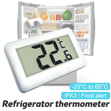 Load image into Gallery viewer, Digital Fridge / Freezer Thermometer Household Thermograph Humidity Meter IPX3 Waterproof LCD Display Wireless & Hanging Hook