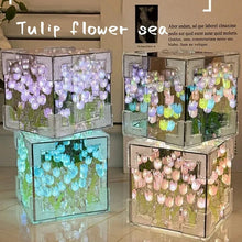 Load image into Gallery viewer, Handmade DIY Tulip Flower Cube Night Light GT Full Set of Material Package Room Decoration Couple Birthday Gift Night Light