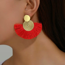 Load image into Gallery viewer, Bohemian Tassel Earrings β White Fringe Dangle Statement Jewelry for Women
