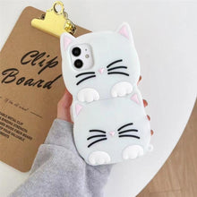 Load image into Gallery viewer, 3D Cartoon Cute Cat Ear Phone Case For Iphone 12 13 11 Pro Max X Xr Xs Max 7 8 6 6s Plus Se 2020 Lucky Cat Cartoon Silicone Cat Phone Case