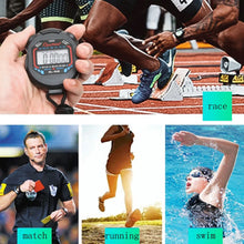 Load image into Gallery viewer, Waterproof Digital Stopwatch Chronograph Alarm 24H Clock Handheld LCD Sports Stopwatch Timer Stop Watch With String for Sports