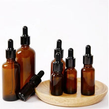 Load image into Gallery viewer, 10 x 5ml 10ml 15ml 20ml 30ml 50ml 100ml Glass Eye Dropper Drop Amber Glass Aromatherapy Liquid Pipette Bottle Refillable Bottles