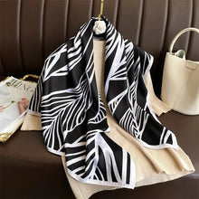 Load image into Gallery viewer, 90x90cm Square Silk-Feel Scarf – Luxury Women’s Shawl & Head Wrap
