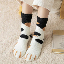 Load image into Gallery viewer, Women Winter Warm Fluffy Socks Cute Animal Claw Cat Paw Footprint Fuzzy Socks Female Thick Coral Fleece Home Floor Sleep Socks