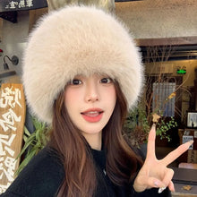 Load image into Gallery viewer, Hot Sale Fur Hat Women Warm Snow Ski Cap Female Faux Fox Fur Thick Warm Winter Hat Lady Windproof Russian Hat Ear Warmer Bonnet