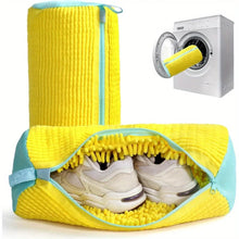Load image into Gallery viewer, Durable Shoe Washing Machine Bag – Yellow & Blue Zipper | Protective Laundry Wash Bag for Sneakers & Casual Shoes