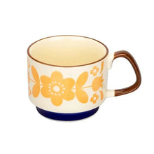 Load image into Gallery viewer, Japanese Flower Coffee Mug Set ā Retro Ceramic Cup