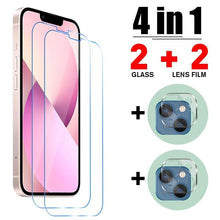 Load image into Gallery viewer, 4in1 Tempered Glass for iPhone 13 12 Pro Max X XS XR 5 6 6S SE 2020 Protector for iphone 11 12 Mini 7 8 Plus Tempered Glass Screen Guard Protector For iPhone