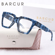 Load image into Gallery viewer, BARCUR Large Fashionable Frame Pink Reading Glasses for Women β Stylish Square Thick Frame Eyewear with Multi-Degree Options for Men & Women β Lightweight Blue Light Blocking Computer Glasses with White Gift Box for Home Office & Study