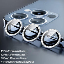 Load image into Gallery viewer, Diamond Camera Case For iPhone 14 13 Pro Max 12 Pro Max Camera Lens Protector Cover For iPhone11 Pro 12Pro Tempered Glass HD Clear Tempered Glass Camera Protector
