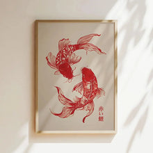 Load image into Gallery viewer, Japanese Red Koi Fish Canvas Wall Art Minimalist Poster