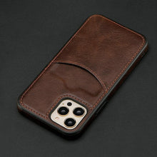 Load image into Gallery viewer, Fashion Wallet Card Holder Back Cover For iPhone 13 Pro Max 12 Mini 11 Xr X Xs 14 Pro Max Luxury PU Leather Case Genuine Leather iPhone Cover For Men Stylish Slim Design