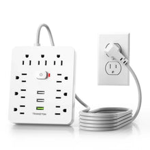 Load image into Gallery viewer, Power Strip with Surge Protector – 9 AC Outlets & 3 USB Ports, 5ft Extension Cord, Quick Charge, UL Certified Power Outlet for Home & Office (White)
