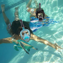 Load image into Gallery viewer, Full Face Snorkel Mask Diving Mask for Adults and Youths Anti-Leak Anti-Fog 180° Panoramic View with Camera Mount Safe Breathing