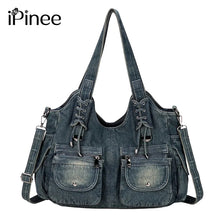 Load image into Gallery viewer, iPinee Women's Denim Bag Y2K Vintage Blue Jean Purse and Handbags Crossbody Shoulder Wallet Large Capacity