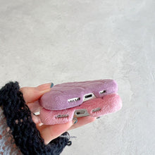 Load image into Gallery viewer, Fashion Fur Winter Warm Plush Square Lattice Solid Color Phone Case For iPhone 14 13 12 11 Pro Max Plus Fluffy Back Cover Case Silicon Soft Fluffy Furry Shockproof Protective Phone Case for iPhone
