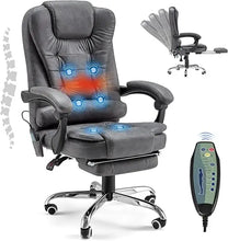 Load image into Gallery viewer, Office Chair with 7 Point Vibrating Massage&Heat Functions, Ergonomic Recliner Chair w/Footrest PU Leather Wide Computer Desk Ch