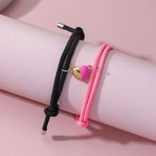 Load image into Gallery viewer, 2 Pice Color Black White Hand Rope Love Magnetic Couple Good Friend Good Brother Party Student Travel Fashion Elegant Silver Mul