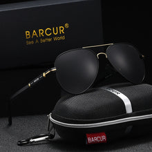 Load image into Gallery viewer, BARCUR Sunglasses Retro Chic Men Fashion Oversized Pilot Style Sunglasses with Mirrored TAC Lenses Durable Stainless Steel Frame for Hiking Outdoor Sports and Sun Protection for Summer