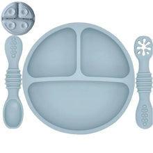 Load image into Gallery viewer, Silicone Baby Sucker Plate & Rice Spoon Set Cute Cartoon Tableware