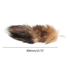 Load image into Gallery viewer, Plush-Fox Tail Keychain Furry Racoon Tail Keyring Keychain 28cm Animal Tail Key-Pendant Pompoms Keyring Holder Bag-Decor