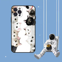 Load image into Gallery viewer, Cat Cute Art Phone Case For Iphone 8 7 6 6s Plus X Se 2020 Xr Xs 14 11 12 13 Mini Pro Max Mobile Case Transparent Soft Protective Clear Case Compatible For Iphone
