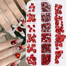 Load image into Gallery viewer, 180pcs AB Flatback Glass Nail Rhinestones - Multi-Shape Gems for DIY Nail Art