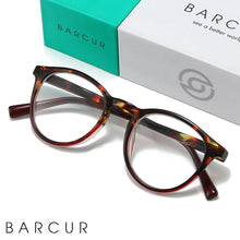 Load image into Gallery viewer, BARCUR Simple Men’s Presbyopia Glasses Comfortable Lightweight Leopard Pattern PC Anti-Slip Round Frame Transparent Acrylic Lenses for Women’s Reading Glasses