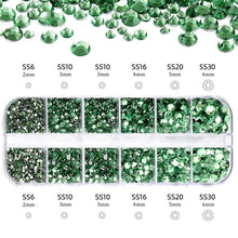 Load image into Gallery viewer, 2400+ Shiny Clear Crystal Nail Rhinestones - Mixed Sizes & Shapes Flatback Gems