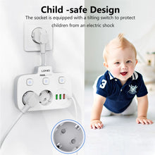 Load image into Gallery viewer, LDNIO Power Strip Adapter for Europlug 4 USB Output Electrical Socket With Extension Cable Surge Protector Home Plug SE2435