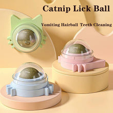 Load image into Gallery viewer, Ball Cat Toy Pasted Lollipop Gatos Mint On The Wall Pet Ball Snack Good Cat Accessories Cat Toy with Light and Self-Rotating Ball Kitten Gift Edible Cat Lick Toy Cat Chew Toy Teeth Cleaning Cat Bite Toy Rotating Cat Toy