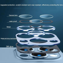 Load image into Gallery viewer, Camera Lens Protector on For iPhone 14 13 12 Pro Max 13Mini Tempered Glass For iPhone 11 13 14 Pro 14Plus Metal Camera Protector Camera Film Protective Lens Case